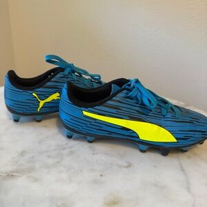 Kids Puma Rapido III Soccer Shoe, Ocean Dive-Yellow Alert Black